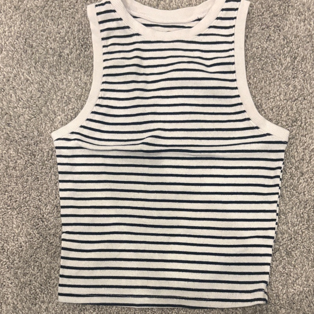 Hollister Black and White Striped Tank Top